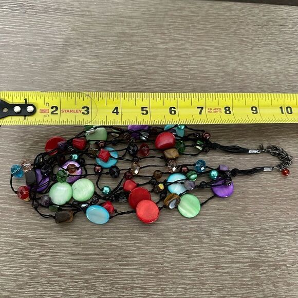 Premier Designs Rainbow Shell Beaded Statement Necklace - Picture 4 of 5